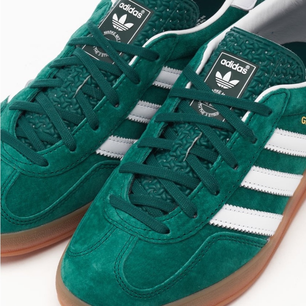 Adidas Green and White Gazelle Sneakers